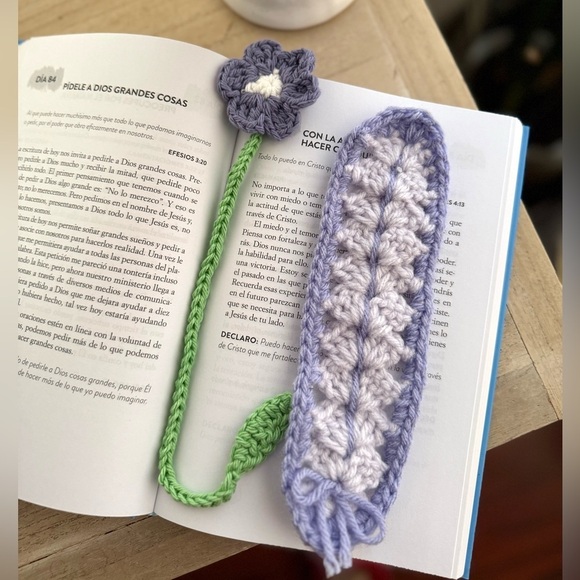 Handmade Accessories - Flower Bookmark Set - Lavender & Sage - 2pc Floral Bookmarks